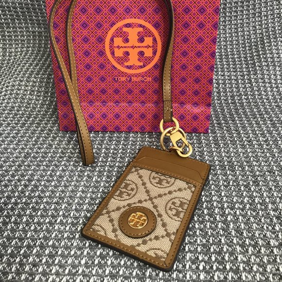 Tory Burch Monogram Lanyard ID Credit Card Holder - Picture 2 of 7